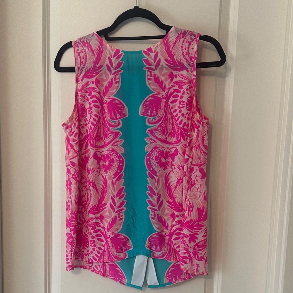 Lilly Pulitzer Pink and Teal Floral Blouse